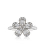 9ct white gold diamond cluster dress ring with flower petal design and pavé centre