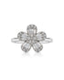 9ct white gold diamond cluster dress ring with flower petal design and pavé centre