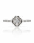 9ct white gold diamond cluster engagement ring with four-leaf clover motif and pavé shoulders