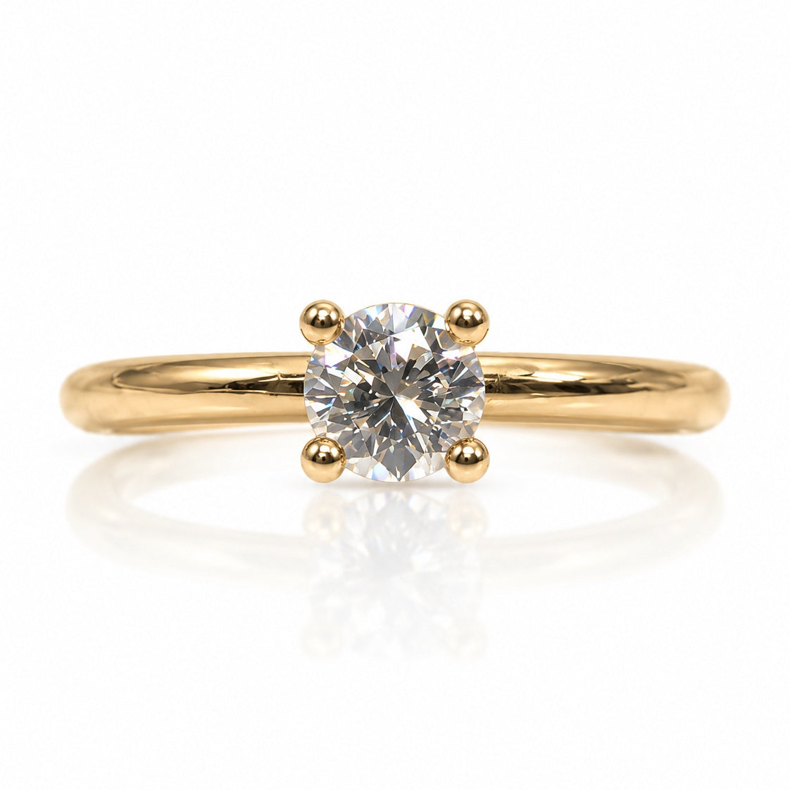 9ct yellow gold solitaire engagement ring with 0.36ct round diamond in four-claw setting