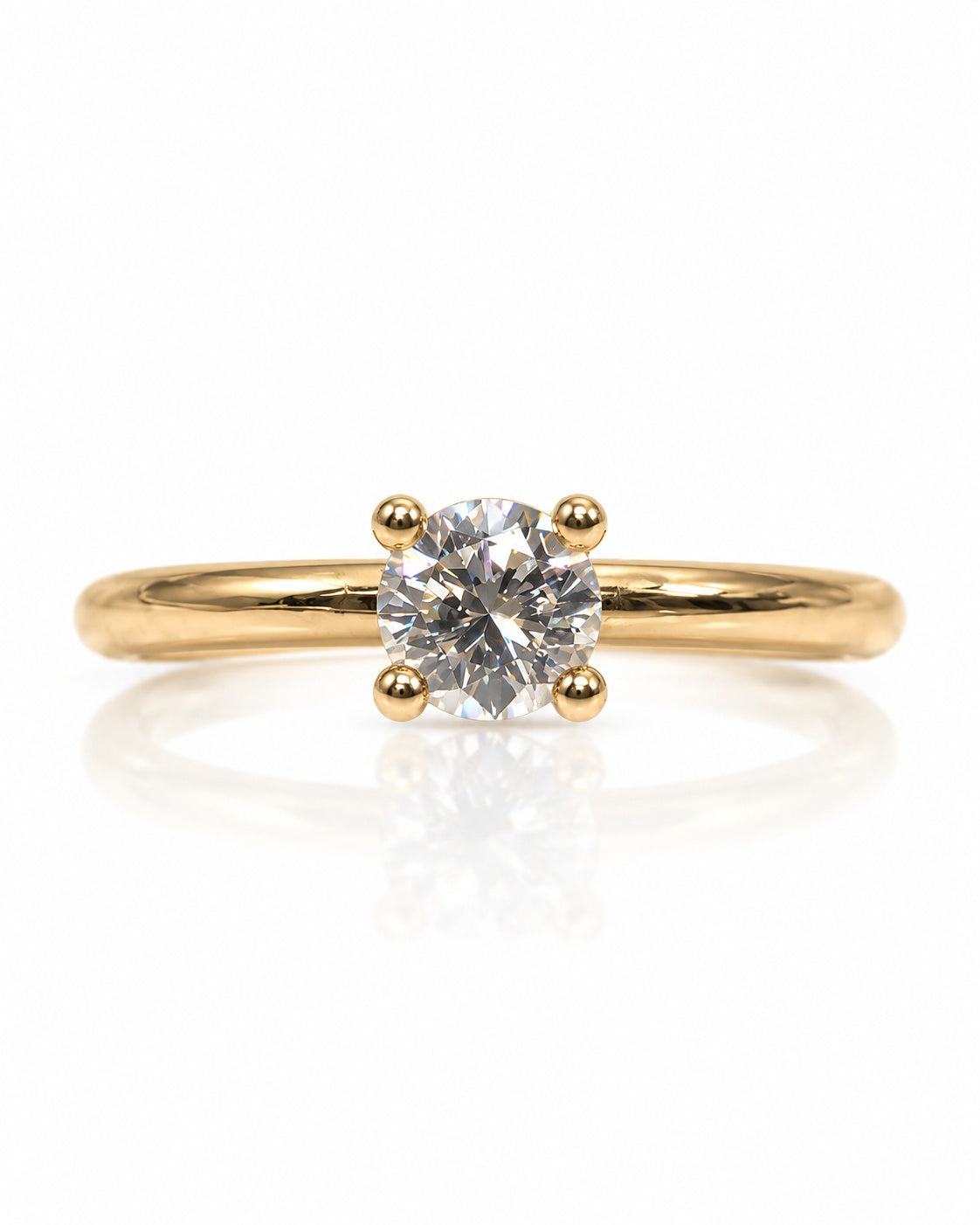 9ct yellow gold solitaire engagement ring with 0.36ct round diamond in four-claw setting