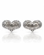 Pair of 9ct White Gold open heart diamond stud earrings with claw-set diamonds