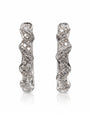 Polished 9ct White Gold huggie earrings with pavé-set diamonds and scalloped wave-edged outline