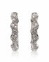 Polished 9ct White Gold huggie earrings with pavé-set diamonds and scalloped wave-edged outline