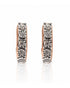 Rose gold huggie earring with five illusion-set round diamonds in a vertical row