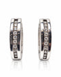 Pair of 9ct white gold huggie earrings with channel-set round diamonds and polished rails