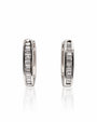 18ct white gold huggie earrings with a single row of channel-set baguette diamonds