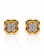 9ct yellow gold four-leaf clover stud earrings with round diamonds in claw settings
