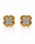 9ct yellow gold four-leaf clover stud earrings with round diamonds in claw settings
