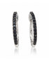 Pair of 9ct white gold huggie earrings with a pavé row of black diamonds