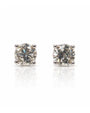 Pair of 9ct white gold four-claw stud earrings with round brilliant diamonds