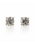 Pair of 9ct white gold four-claw stud earrings with round brilliant diamonds