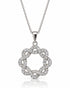 18ct white gold pendant with pavé diamonds in an intertwined circle on a cable chain