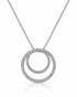 9ct white gold pavé diamond swirl pendant with two interlinked circles on a fine cable chain