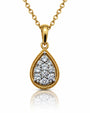 9ct yellow gold pear-shaped diamond cluster pendant on a 45cm cable chain