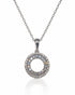 9ct white gold circle of life pendant with grain-set round diamonds on fine trace chain