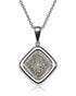 9ct white gold pavé diamond square pendant set on point with fine 45cm chain