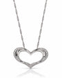 9ct white gold open heart pendant with pavé diamonds on a twisted chain