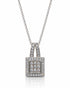 9ct white gold square diamond cluster halo pendant on a 45cm cable-link chain