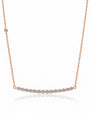 18ct rose gold journey pendant with curved bar of round diamonds on fine chain