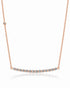 18ct rose gold journey pendant with curved bar of round diamonds on fine chain