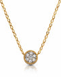 9ct yellow gold seven-stone round diamond cluster pendant with rope-wire border on fine chain