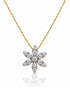 9ct yellow gold six-petal flower pendant with round diamonds on a twisted singapore chain