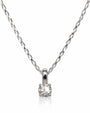 9ct white gold solitaire pendant with round diamond in four claws on flat-link chain