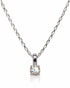9ct white gold solitaire pendant with round diamond in four claws on flat-link chain