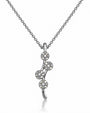 9ct white gold cluster pendant with four illusion-set discs on fine 45cm cable chain