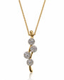9ct yellow gold pendant with four staggered pavé diamond discs on a branch-style stem