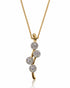 9ct yellow gold pendant with four staggered pavé diamond discs on a branch-style stem