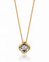 9ct yellow gold four-leaf clover pendant with bezel-set round diamond on fine trace chain