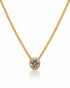 9ct yellow gold bezel solitaire pendant with round diamond on fine curb chain