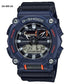 Casio G-Shock GA-900-2A blue resin ana-digi watch with black dial and orange accents on white background