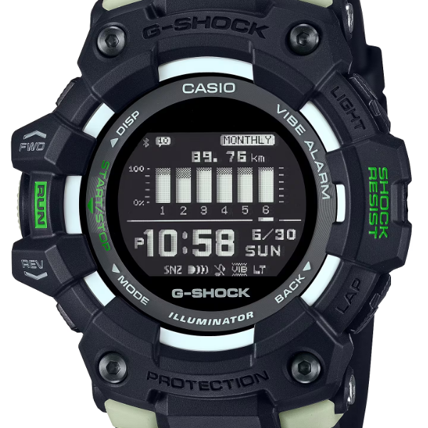 Casio G-Shock G-Squad GBD-100LM-1DR Bluetooth Digital Sports Watch with Black Resin Case and Luminescent Camouflage Accents