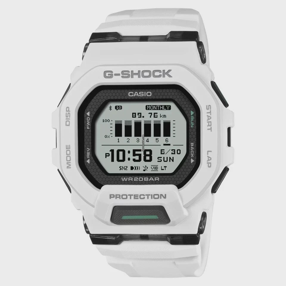 Casio G-SQUAD GBD-200-7D digital watch with octagonal resin case and resin strap