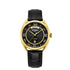 Rotary Canterbury Day-Date Quartz Watch with Black Guilloché Dial and Gold PVD Case on Black Leather Strap