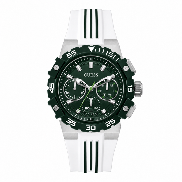 Guess Sport Multifunction Quartz Green Dial Silicone Strap Watch (GW1059G1)