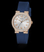 GUESS Fawn watch with white sunburst dial, rose gold-tone crystal-set bezel and silicone strap