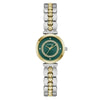 Guess Leena GW0994L3 ladies quartz watch with 26mm round case, green dial, crystal-set bezel, and two-tone stainless steel bracelet