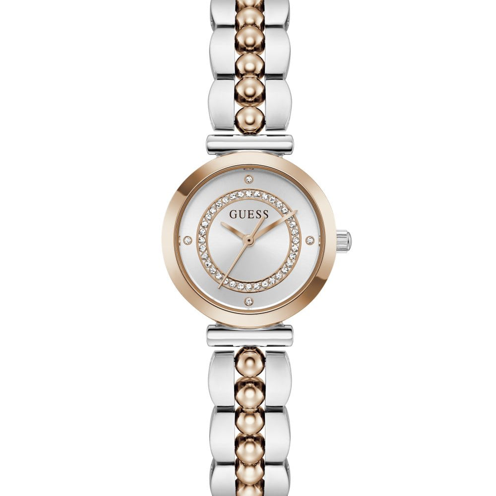 GUESS Leena ladies watch with silver sunray dial and two-tone steel bracelet
