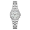 Guess Colette GW1027L1 ladies quartz watch with 32mm round stainless steel case, mother-of-pearl dial, crystal-set bezel, and polished steel bracelet