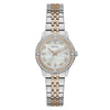 Guess Colette GW1027L5 ladies quartz watch with mother-of-pearl dial, crystal-set bezel, and two-tone stainless steel bracelet in silver and rose gold