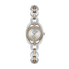Guess GW1082L5 ladies quartz watch with silver dial, rose gold crystal-set bezel, and two-tone stainless steel bracelet