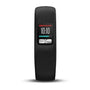 Garmin vívofit 4 fitness activity tracker in black with large textured silicone band and colour display showing time and activity stats