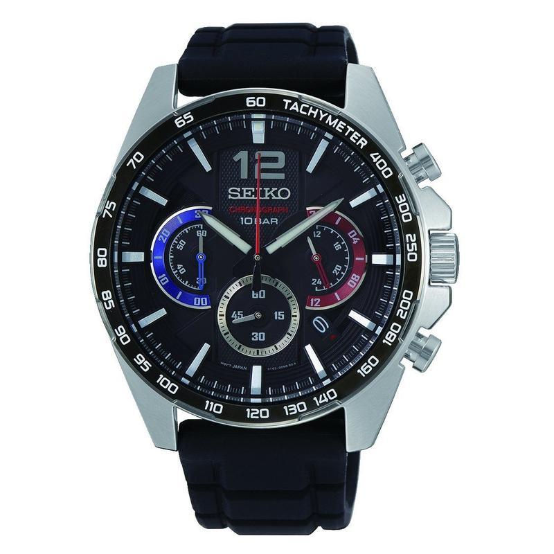 Seiko SSB347P1 Quartz Chronograph Black Dial Stainless Steel Watch (SSB347P1)