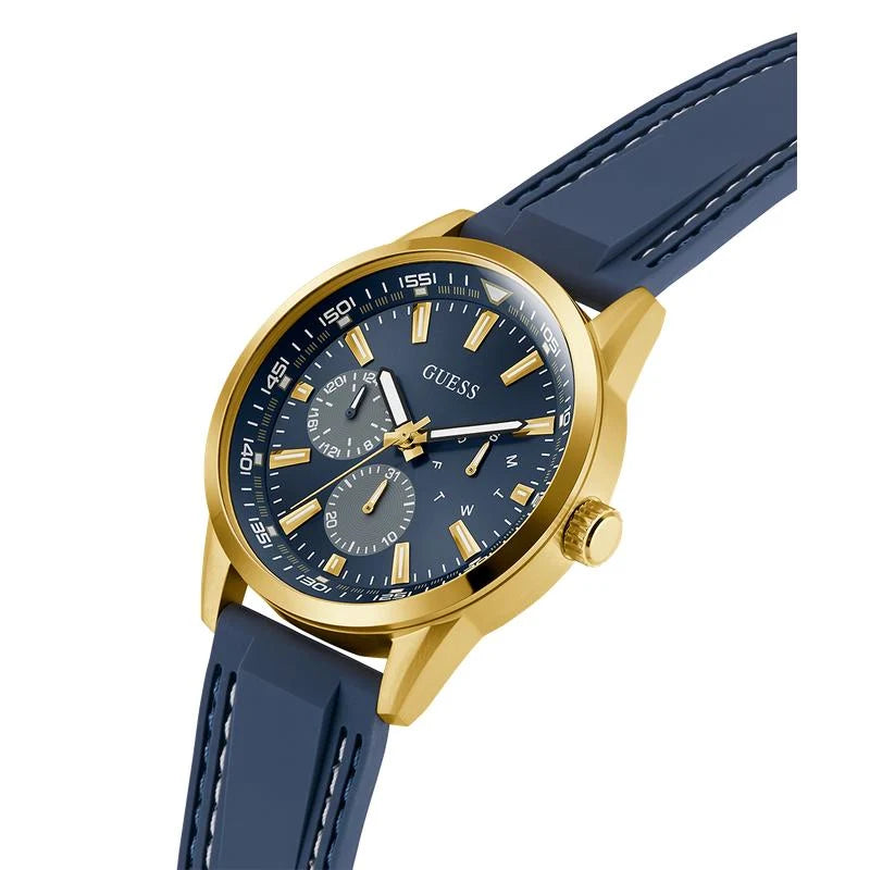 Guess Peak Quartz Multifunction Blue Dial Gold-Tone Stainless Steel Watch (GW0964G2)