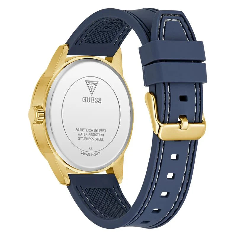Guess Peak Quartz Multifunction Blue Dial Gold-Tone Stainless Steel Watch (GW0964G2)