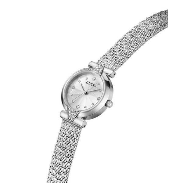 Guess Ladies 26mm Quartz Silver Dial Mesh Bracelet Watch (GW1086L1)